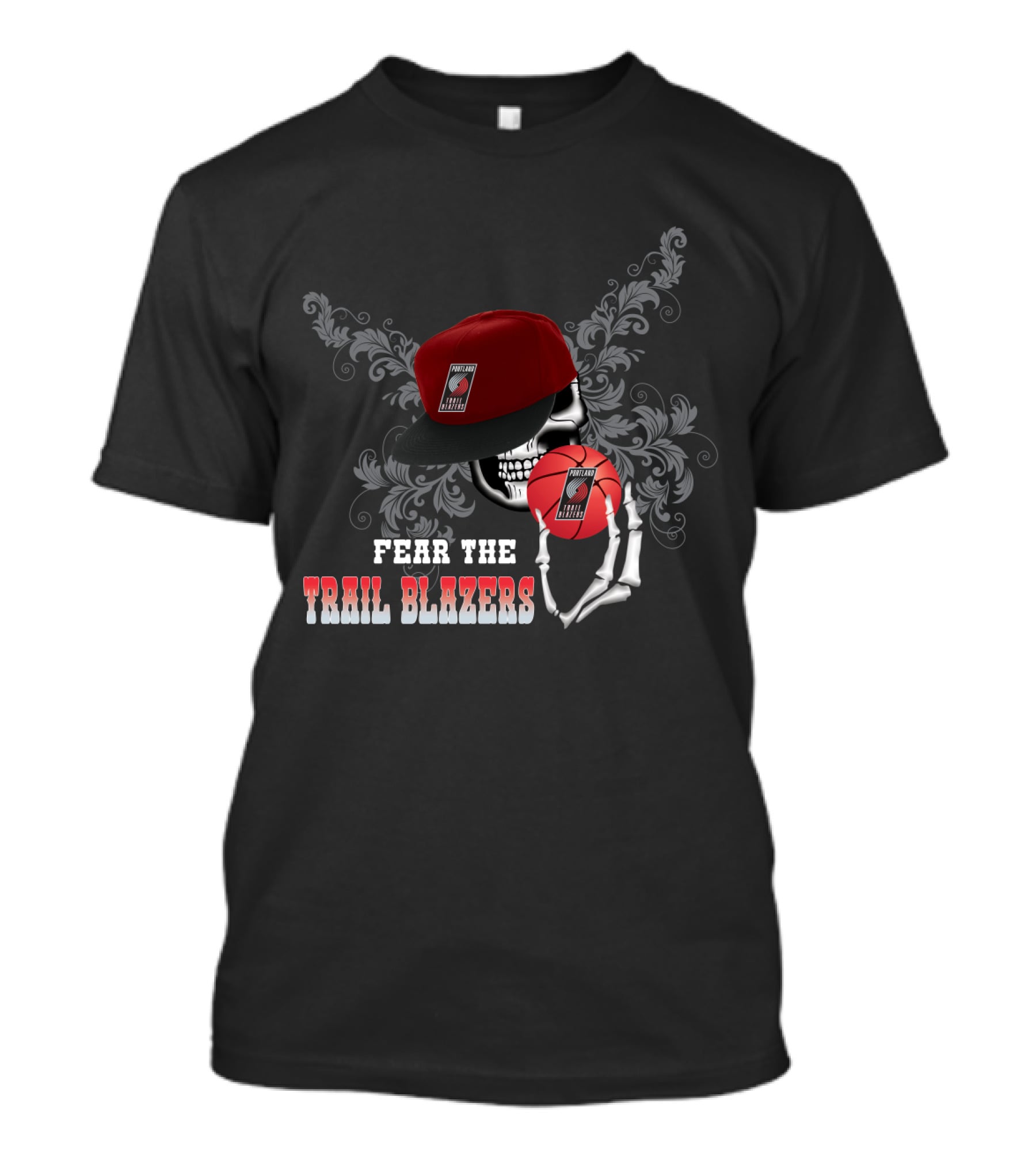 Fear The Trail Blazers Skull With Hat And Basketball T-Shirt