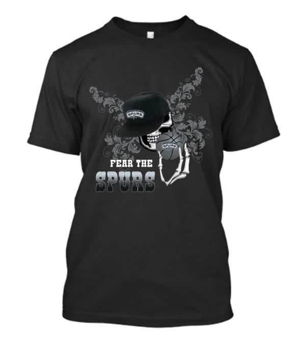 Fear The Spurs Skull With Cap And Basketball For San Antonio Fans T-Shirt