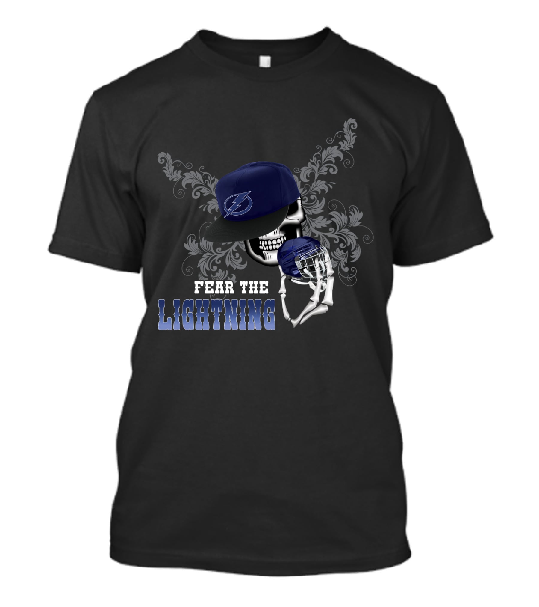 Fear The Lightning Skull With Tampa Bay Lightning Cap And Hockey T-Shirt