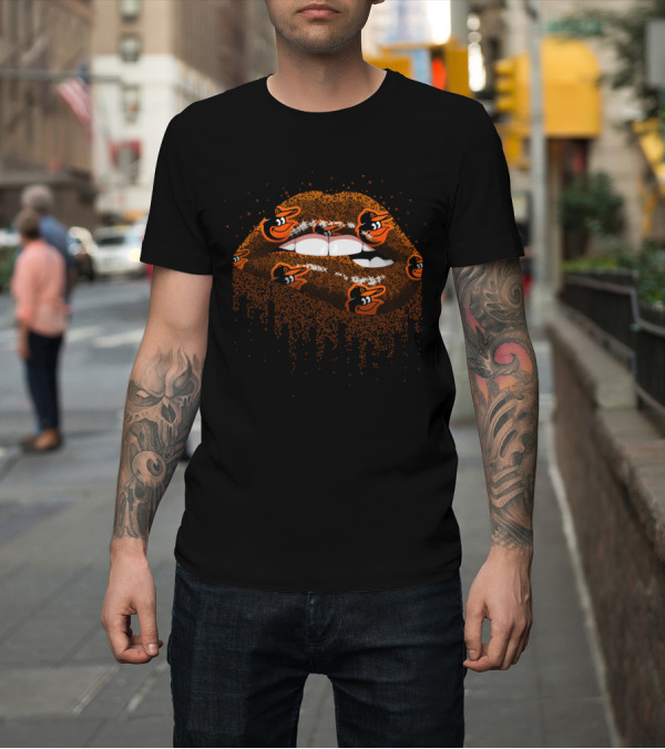 Shirt: Baltimore Orioles Glitter Lips Fan Art with Logo T-Shirt Baltimore Orioles Glitter Lips Fan Art with Logo T-Shirt