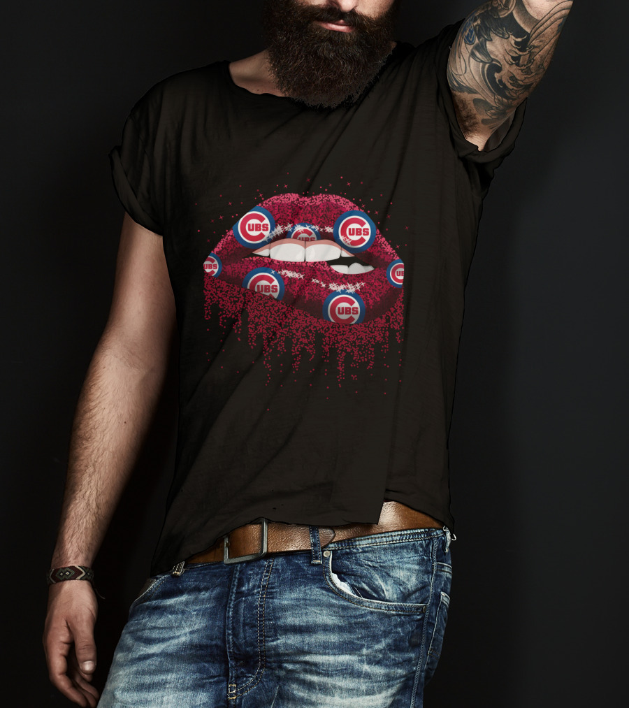 Glittering Chicago Cubs Lips With Team T-Shirt