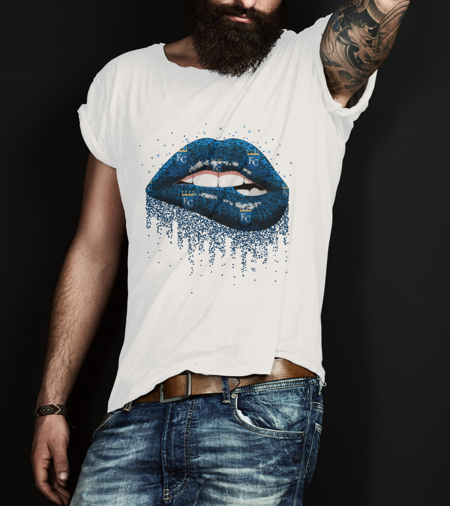 Kansas City Royals Glitter Blue Lips With KC T-Shirt