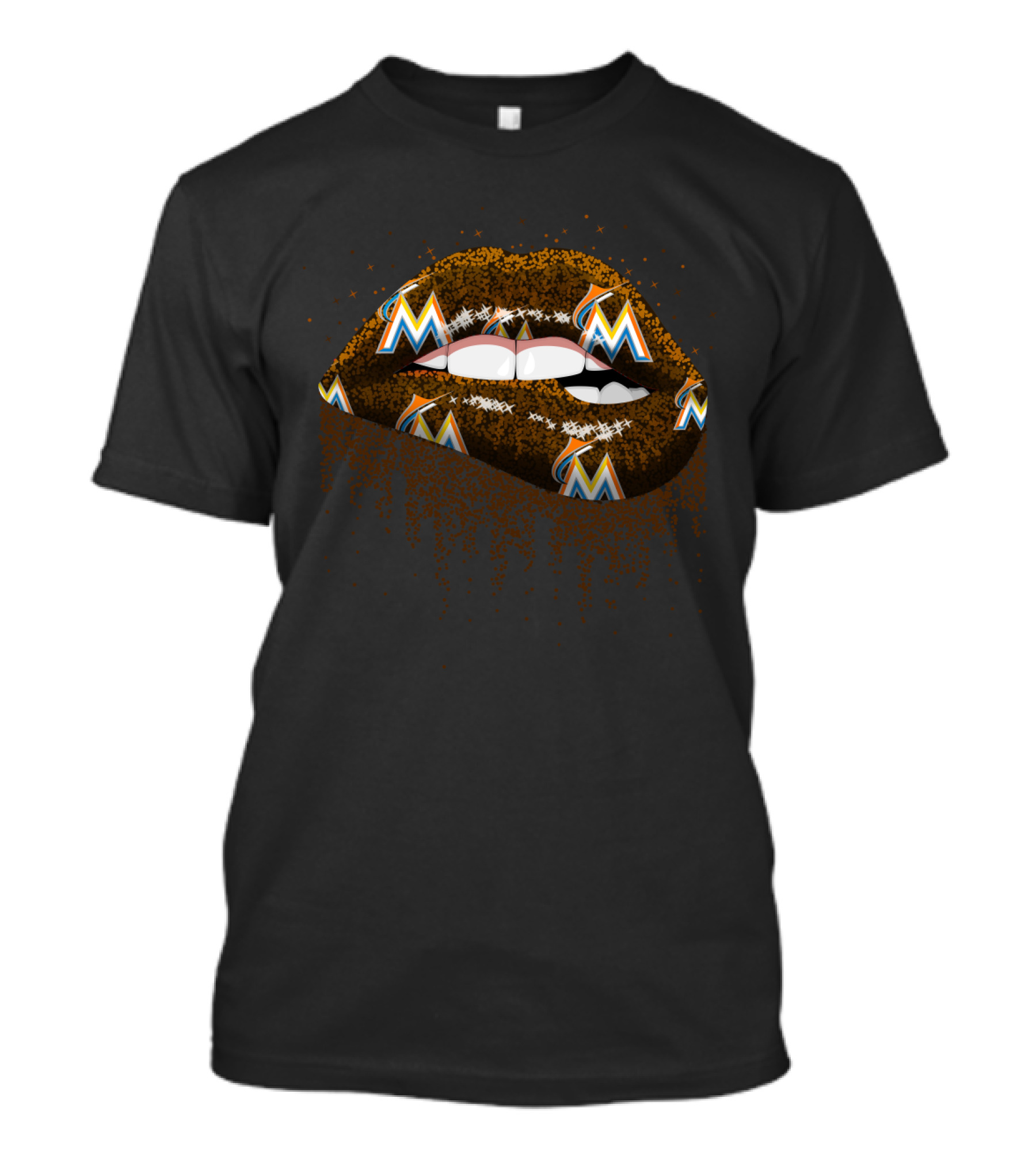 Miami Marlins Glitter Lips Fans T-Shirt
