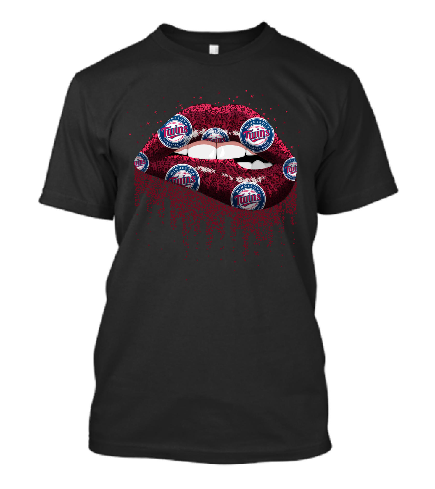 Glitter Lips Minnesota Twins Baseball Logo Fan T-Shirt