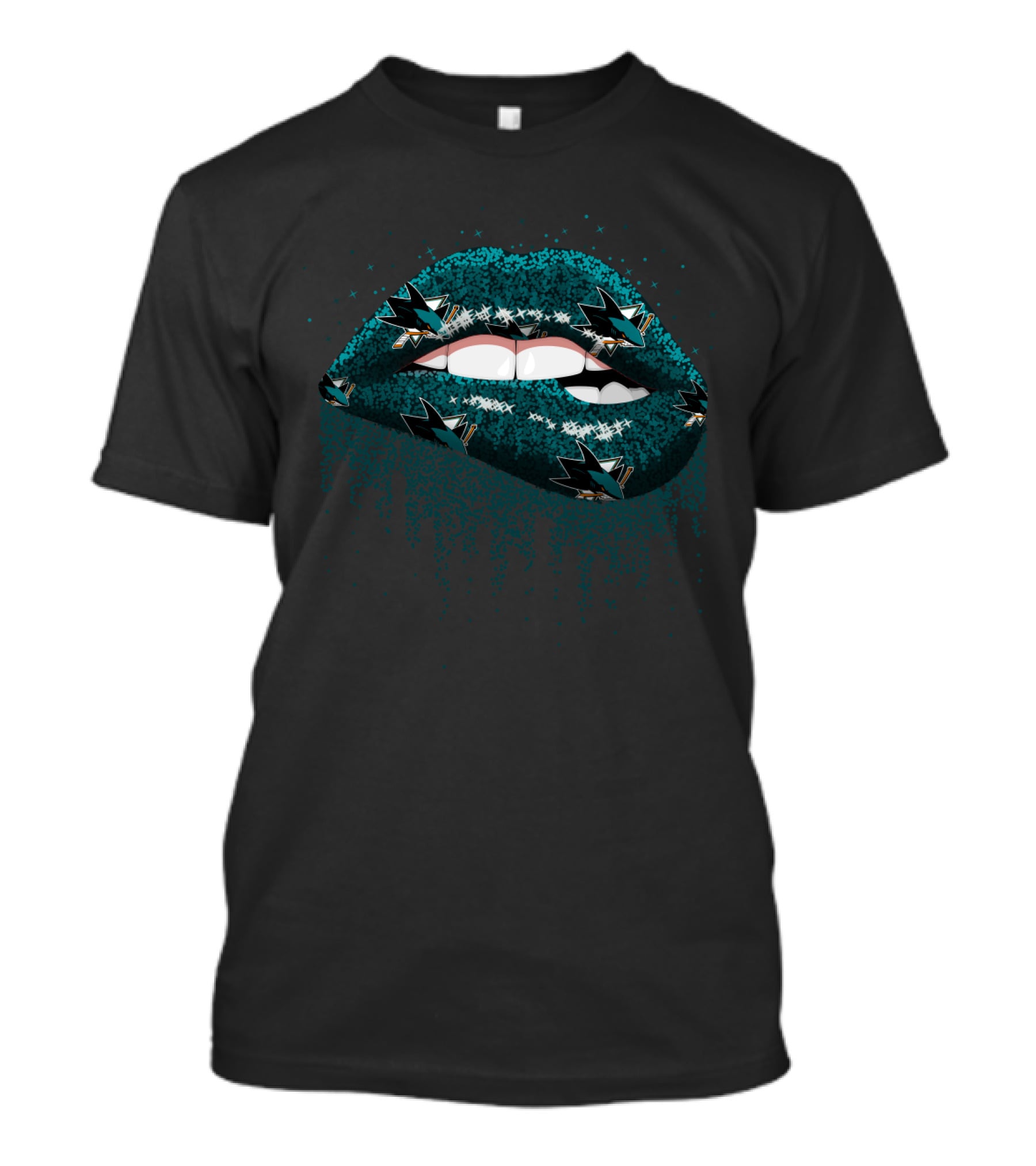 San Jose Sharks Glittery Lips Graphic For Fans T-Shirt