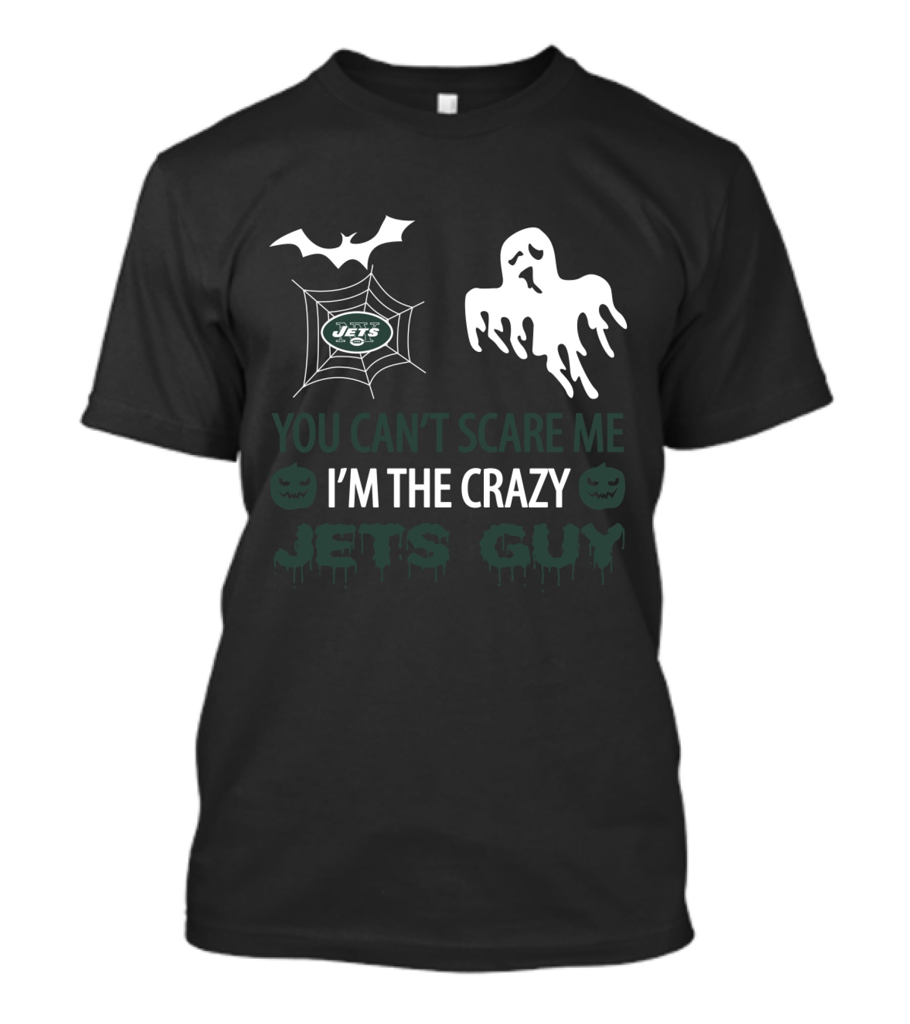 You Can't Scare Me I'm The Crazy Jets Guy Halloween Ghost Bat Web Theme T-Shirt