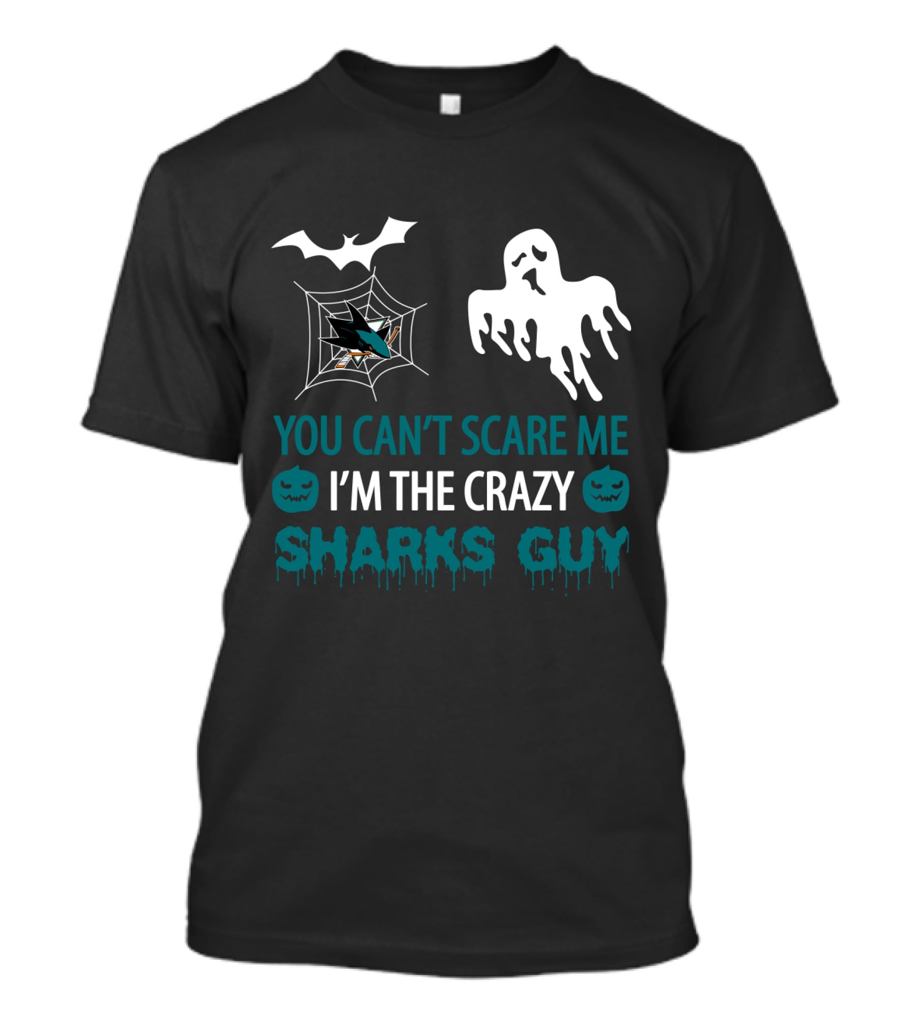 You Can’t Scare Me I’m The Crazy Sharks Guy Halloween Ghost Pumpkin Web T-Shirt