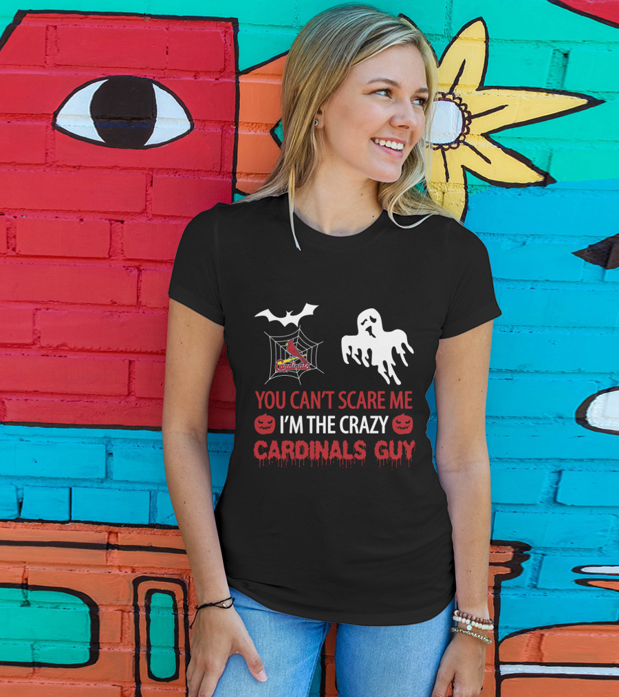 St. Louis Cardinals Halloween Scare Ghost Spiderweb Crazy Cardinals Guy T-Shirt