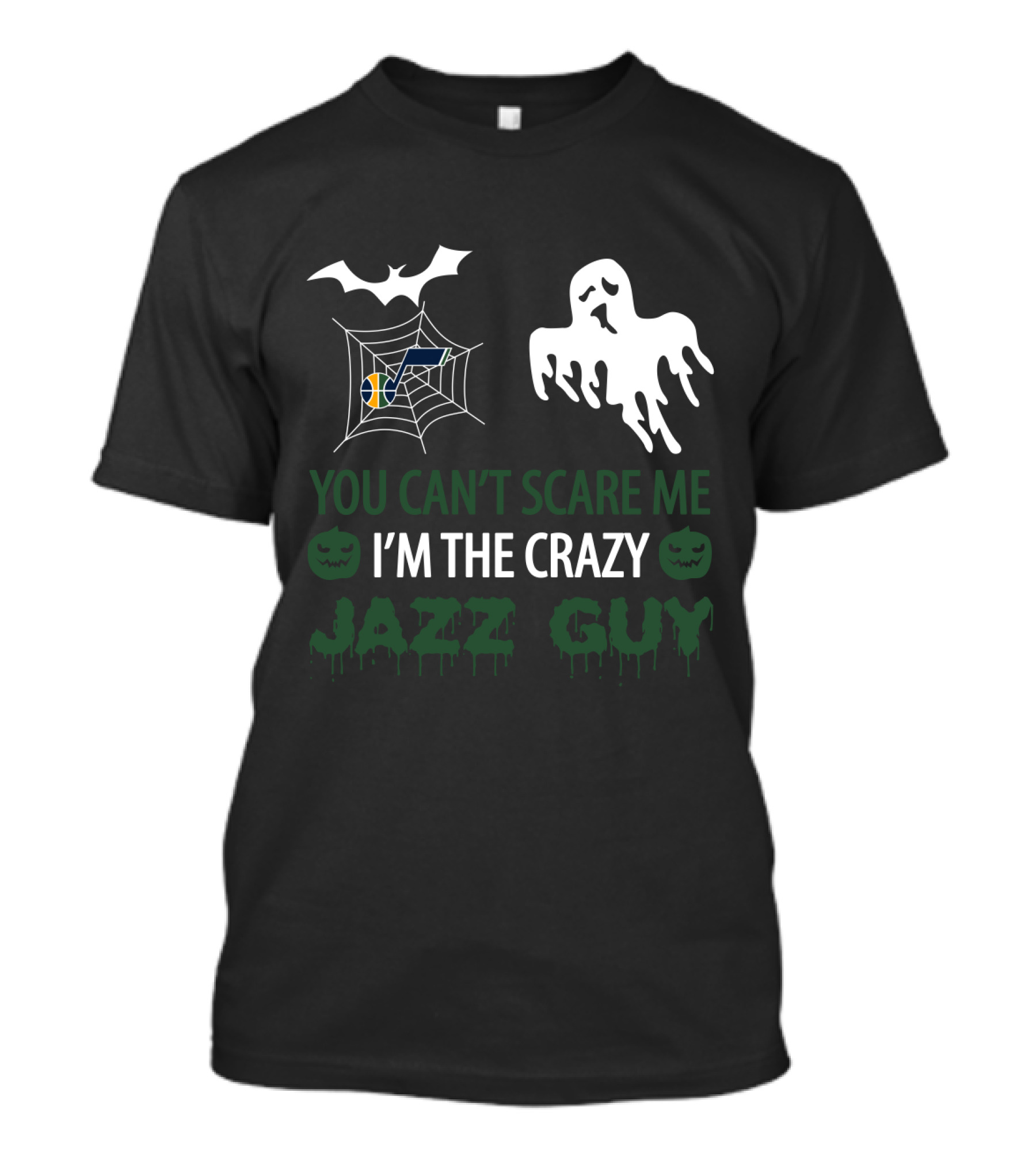 You Can't Scare Me I'm The Crazy Jazz Guy Halloween Ghost Bat Spiderweb T-Shirt