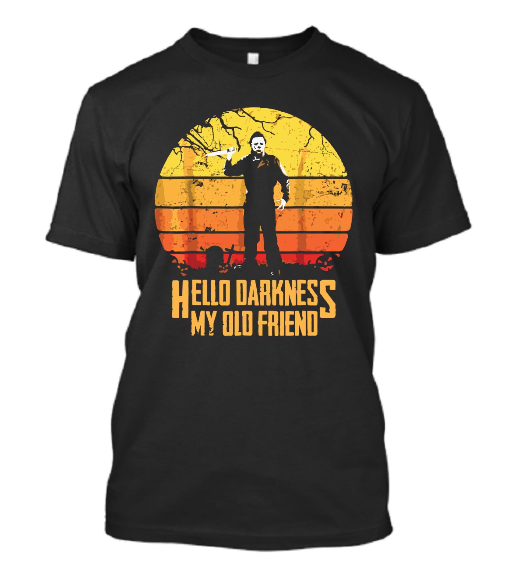 Hello Darkness My Old Friend Michael Myers Retro Sunset T-Shirt