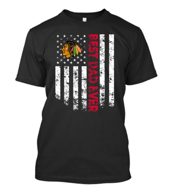 Best Chicago Blackhawks Dad Ever Usa Flag T-Shirt