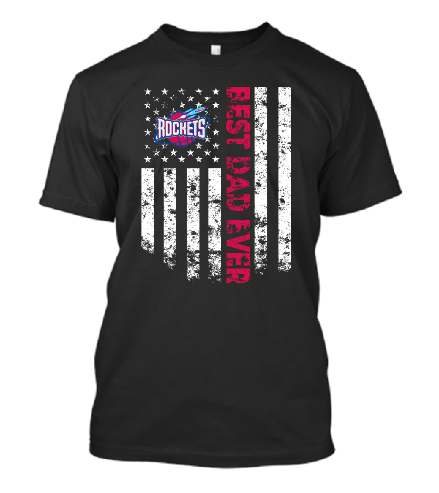 Rockets Best Dad Ever Vintage American Flag Style T-Shirt