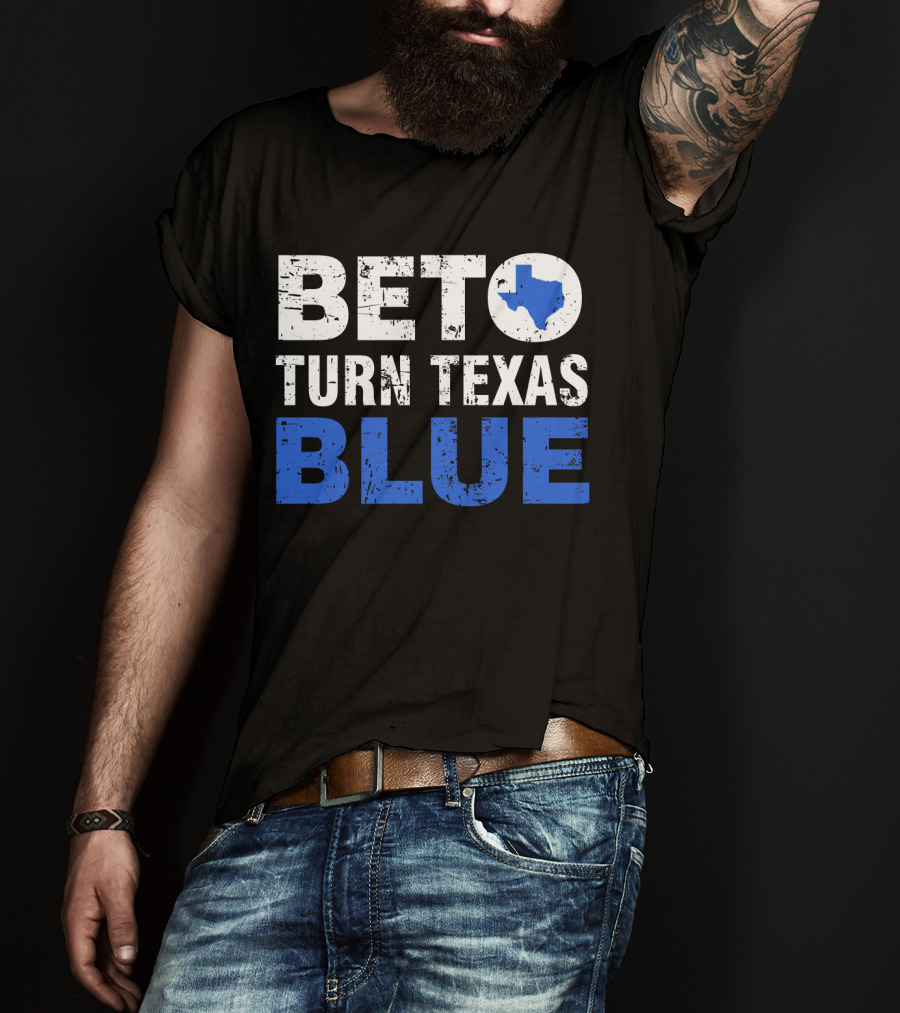 Beto O'Rourke Turn Texas Blue State Outline T-Shirt