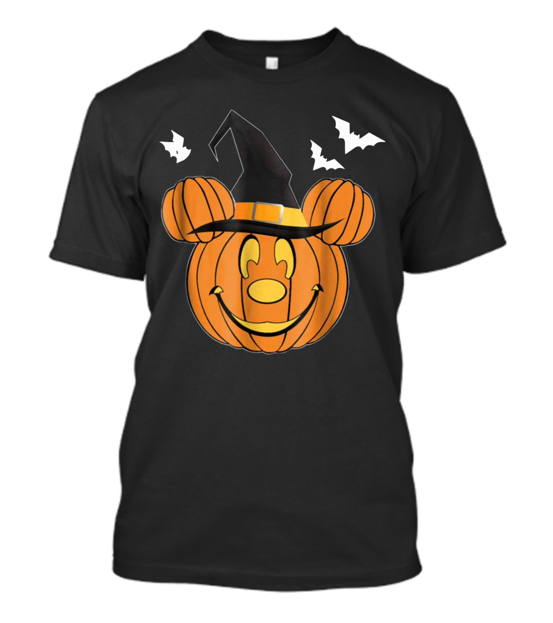 Disney Mickey Mouse Halloween Pumpkin Witch Hat And Bats T-Shirt
