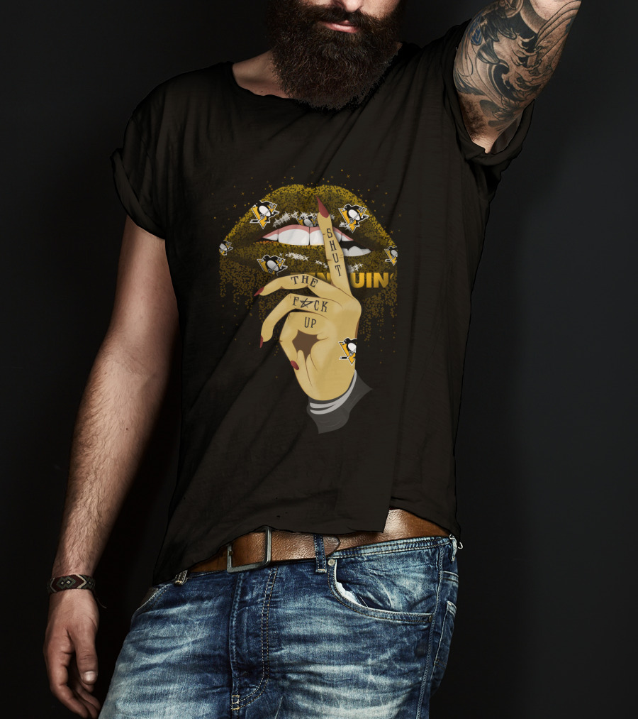 Pittsburgh Penguins Glitter Lip Shut Up Statement Fan T-Shirt