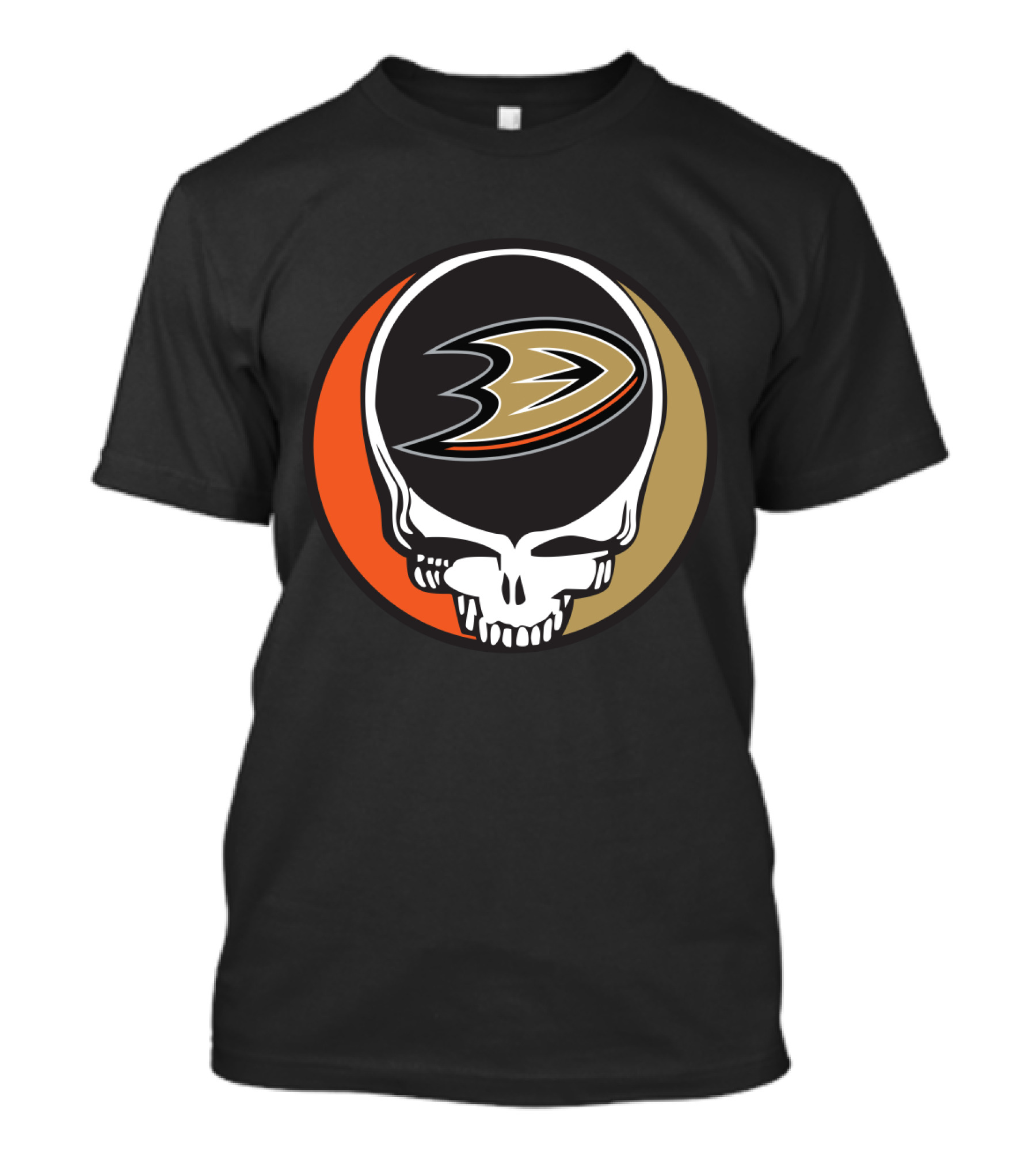 Anaheim Ducks Fans Grateful Dead Skull Logo Fusion T-Shirt
