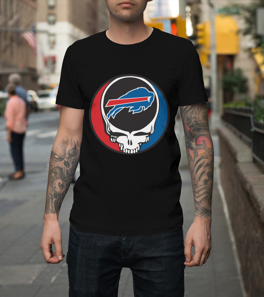 Buffalo Bills Grateful Dead Fan Skull Buffalo Logo Mark T-Shirt