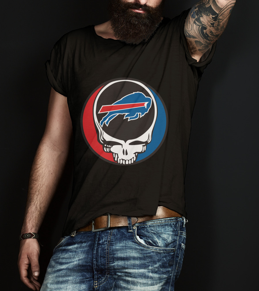 Buffalo Bills Grateful Dead Fan Skull Buffalo Logo Mark T-Shirt