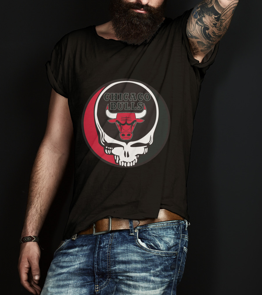Grateful Dead Skull With Chicago Bulls T-Shirt