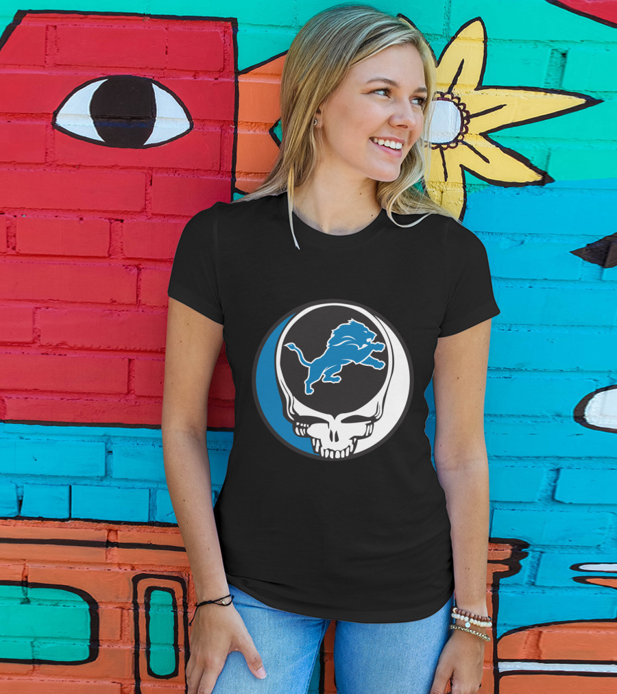 Detroit Lions Fans Grateful Dead Logo Fusion T-Shirt