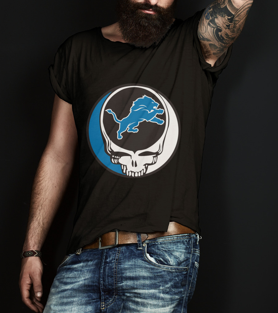 Detroit Lions Fans Grateful Dead Logo Fusion T-Shirt