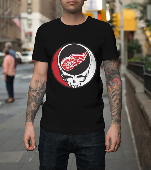 Shirt: Grateful Dead Skull with Detroit Red Wings Logo for Fans T-Shirt Grateful Dead Skull with Detroit Red Wings Logo for Fans T-Shirt