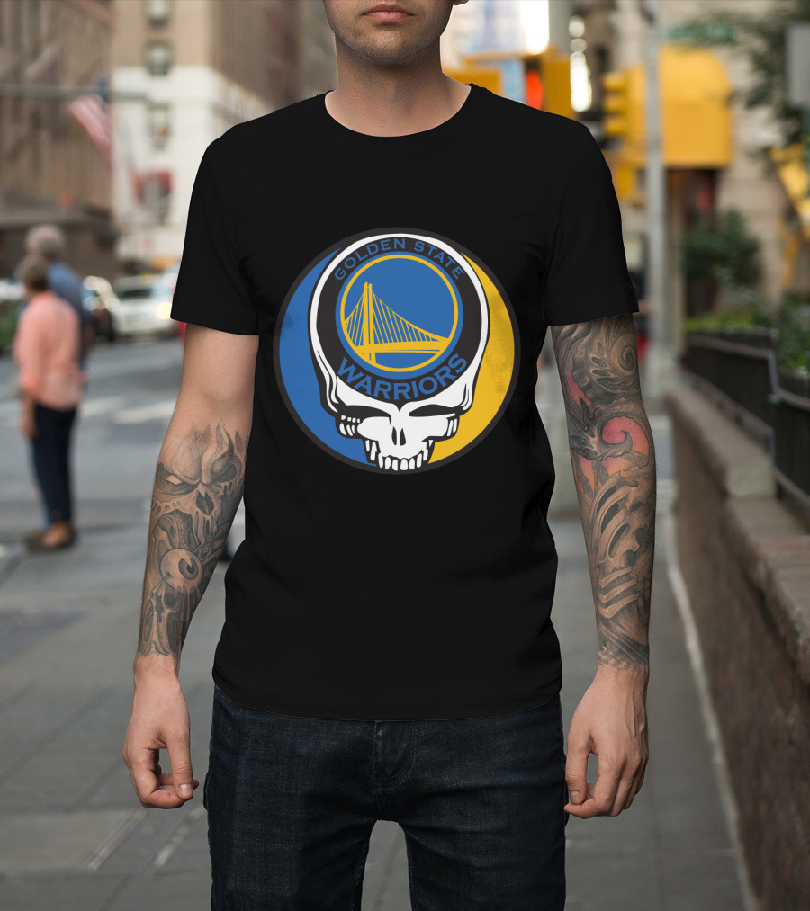 Golden State Warriors Grateful Dead Skull Bridge T-Shirt