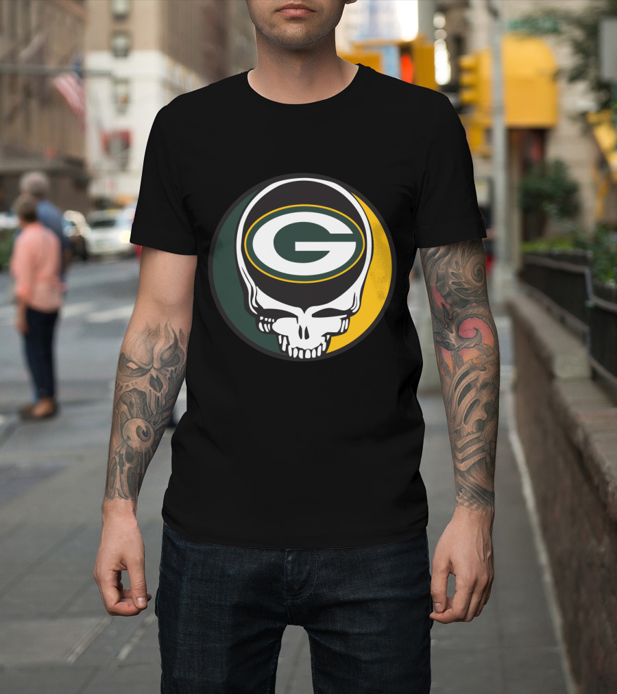 Grateful Dead Green Bay Packers Skull Logo Fans T-Shirt