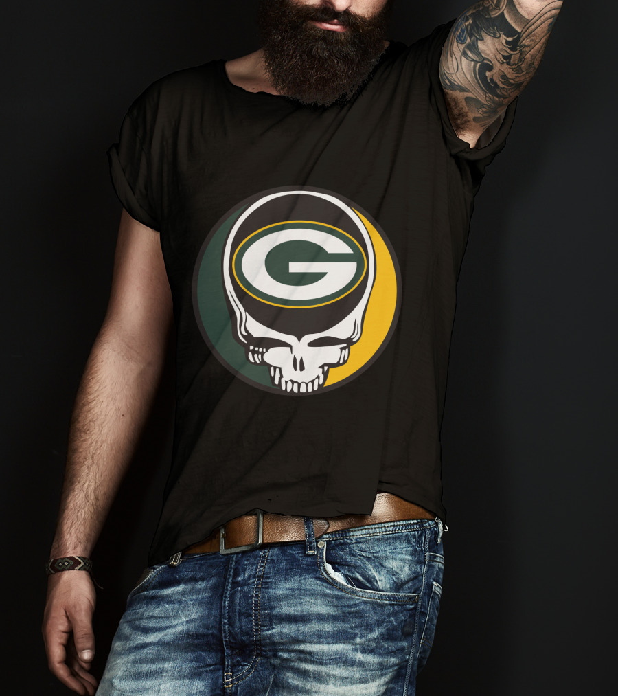 Grateful Dead Green Bay Packers Skull Logo Fans T-Shirt