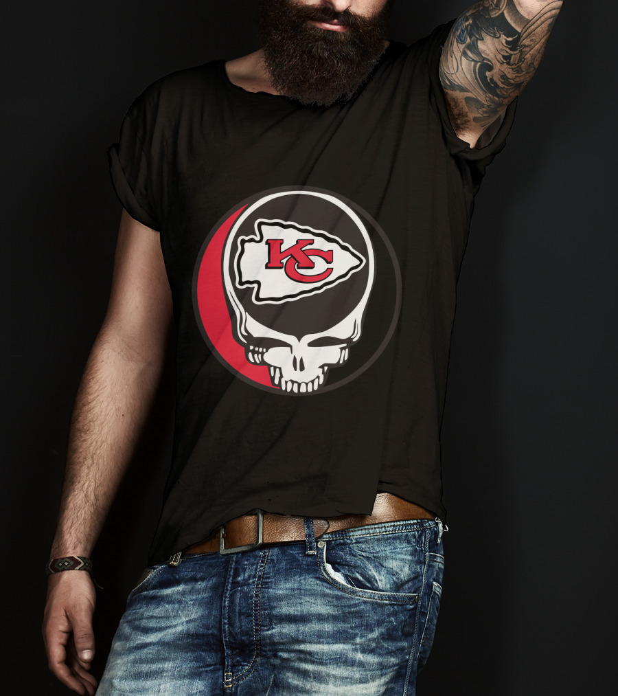 Kansas City Chiefs Skull Logo Fusion With Grateful Dead T-Shirt