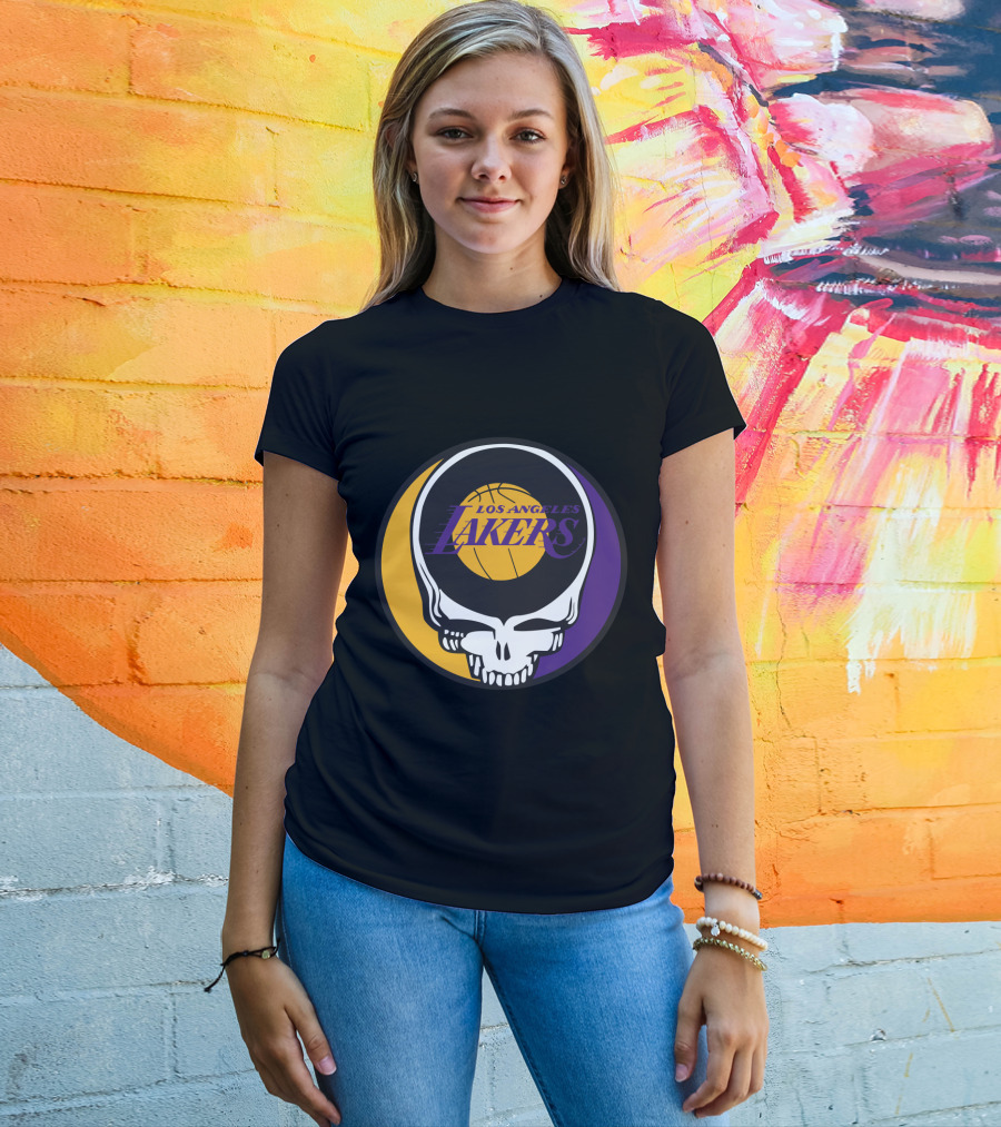 Grateful Dead Los Angeles Lakers Basketball Skull T-Shirt