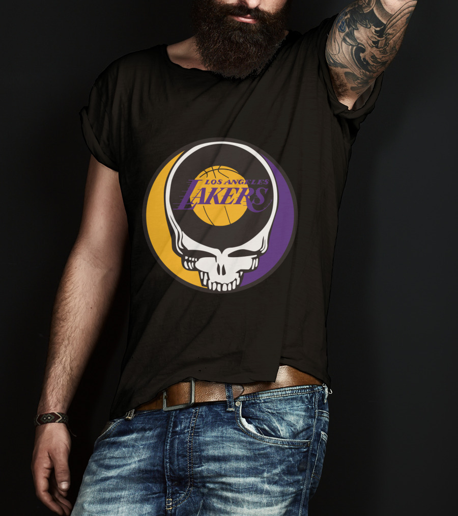 Grateful Dead Los Angeles Lakers Basketball Skull T-Shirt