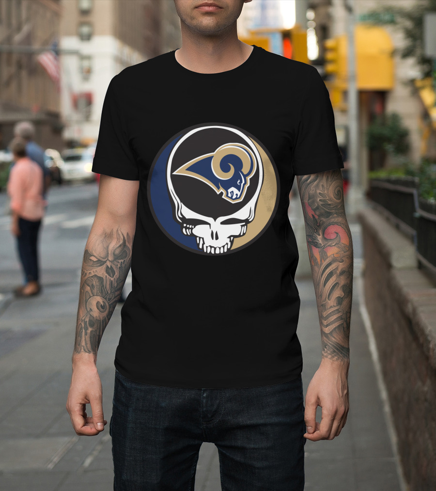Grateful Dead Skull With Los Angeles Rams T-Shirt
