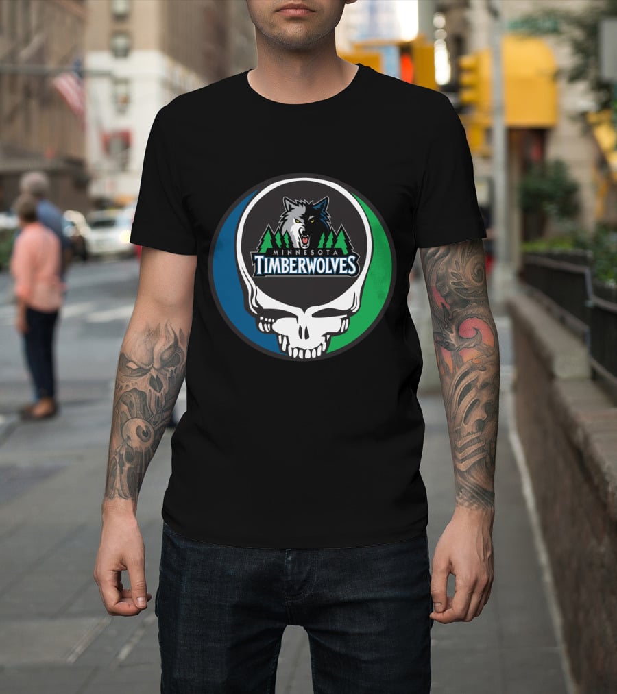 Grateful Dead Minnesota Timberwolves Basketball Fan Skull T-Shirt