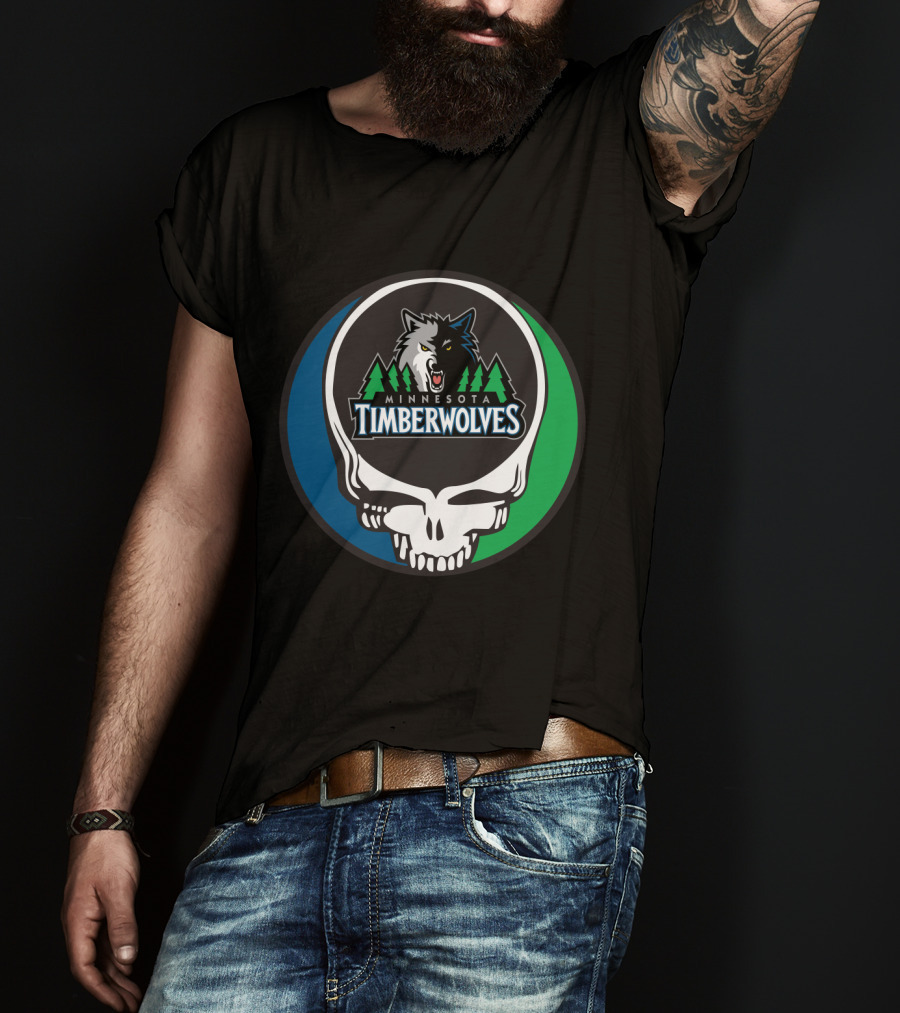 Grateful Dead Minnesota Timberwolves Basketball Fan Skull T-Shirt