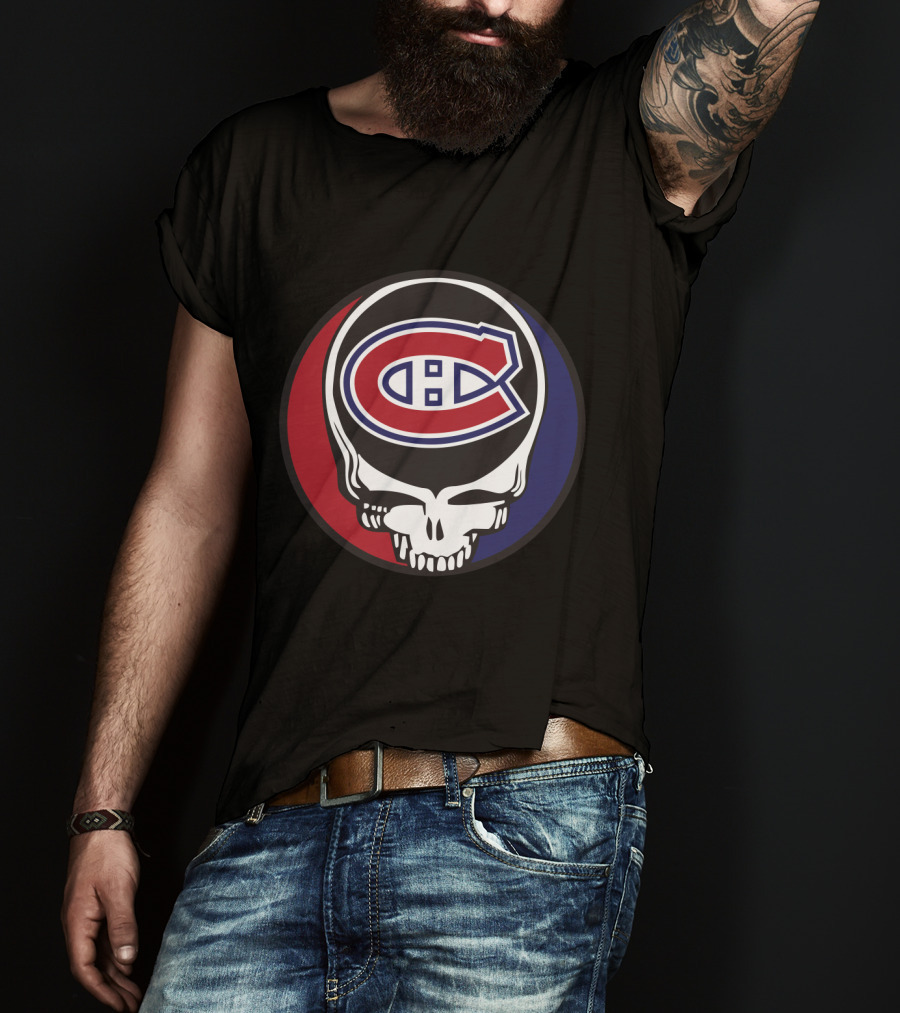 Grateful Dead Skull With Montreal Canadiens Logo For Fans T-Shirt