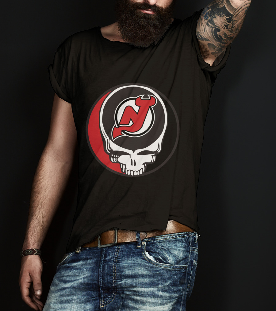 Grateful Dead Skull With New Jersey Devils Logo For Fans T-Shirt