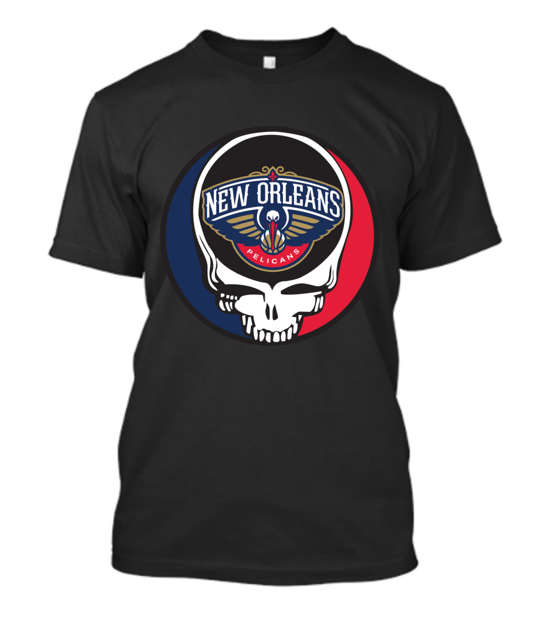New Orleans Pelicans Basketball Skull Grateful Dead Fans T-Shirt