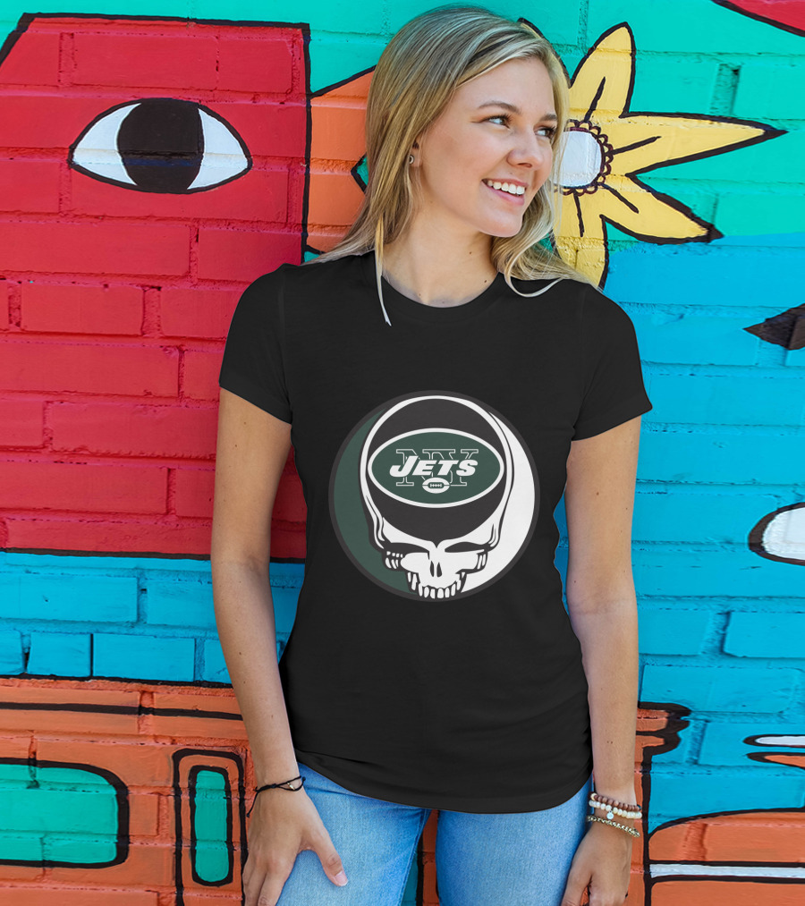Grateful Dead Skull With New York Jets T-Shirt