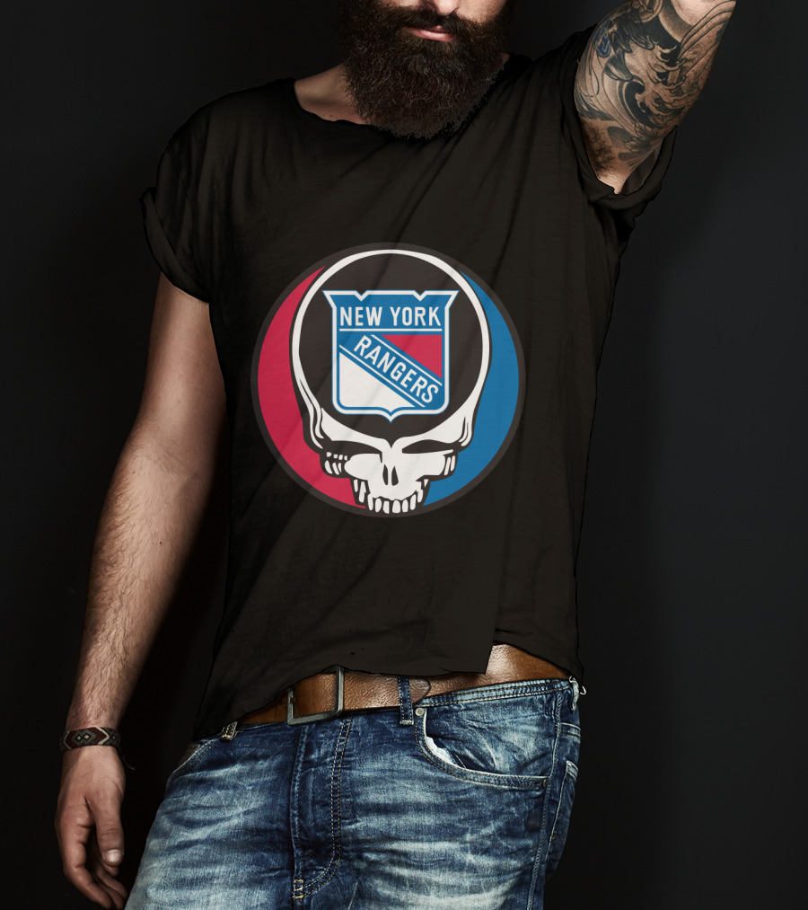 New York Rangers Grateful Dead Steal Your Face Skull Logo Fan T-Shirt