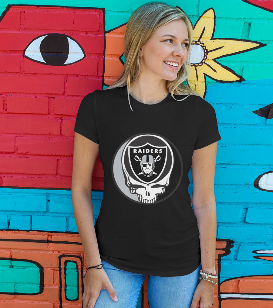 Grateful Dead Raiders Skull Logo For Oakland Raiders Fans T-Shirt