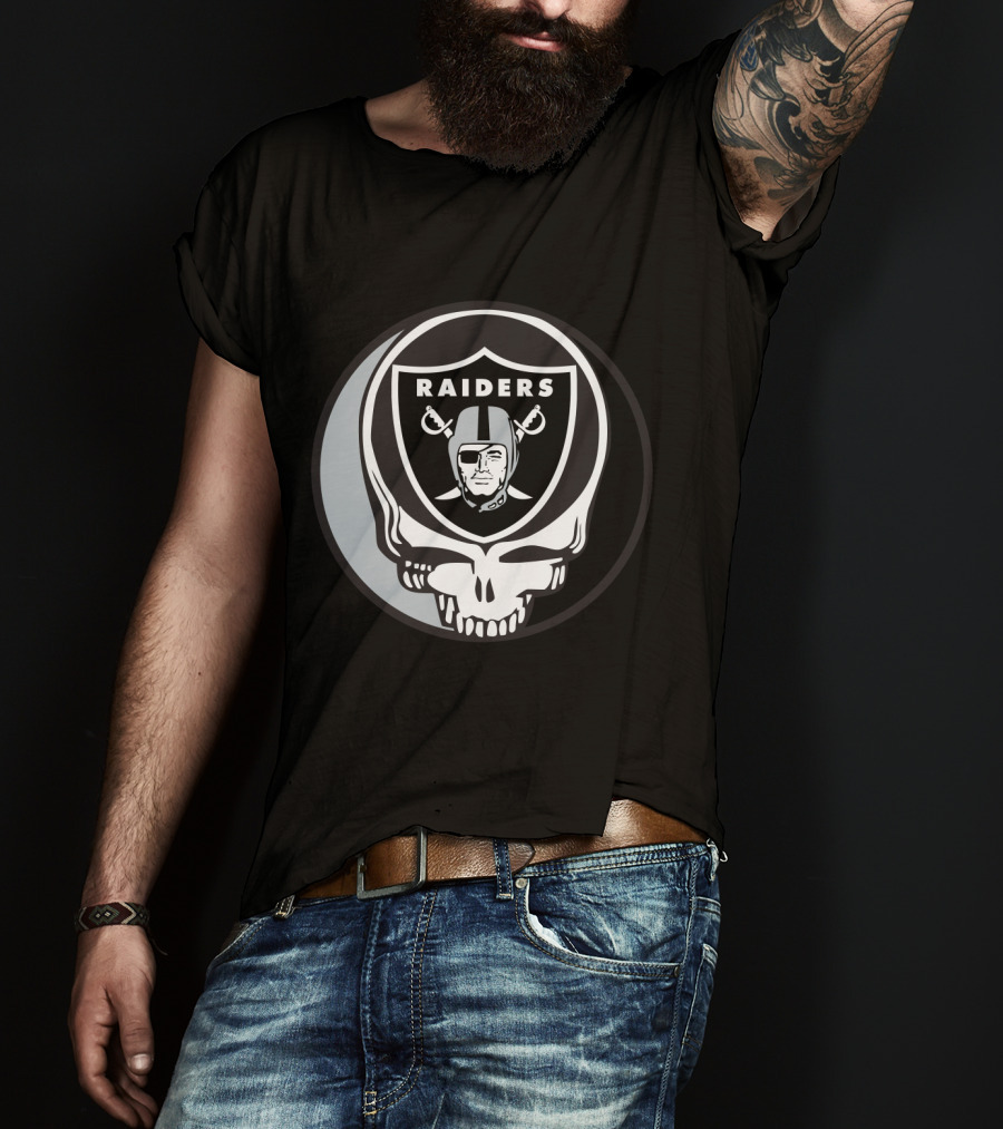 Grateful Dead Raiders Skull Logo For Oakland Raiders Fans T-Shirt