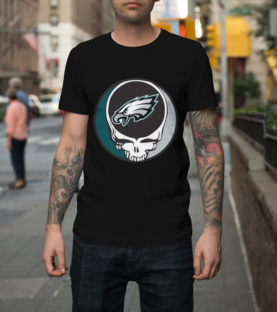Grateful Dead Philadelphia Eagles Skull Logo Fusion T-Shirt