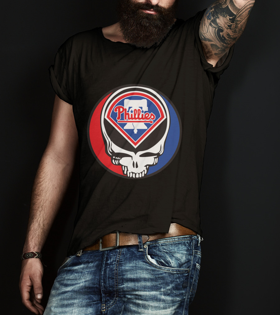 Philadelphia Phillies Grateful Dead Mashup Skull T-Shirt