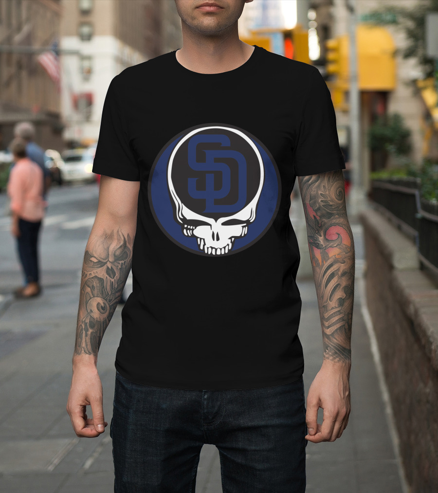 Grateful Dead San Diego Padres Fans Skull Logo Fusion T-Shirt