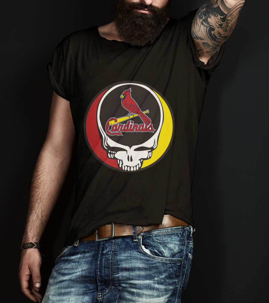 Grateful Dead Skull Design With St. Louis Cardinals Logo For Fans T-Shirt