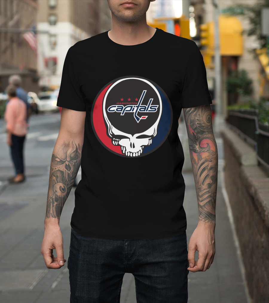 Washington Capitals Steal Your Face Hockey Skull T-Shirt