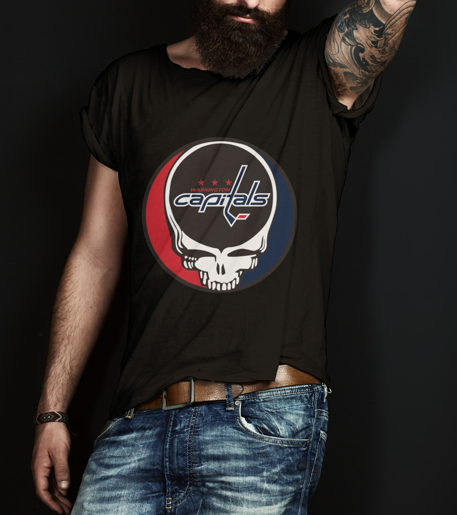 Washington Capitals Steal Your Face Hockey Skull T-Shirt