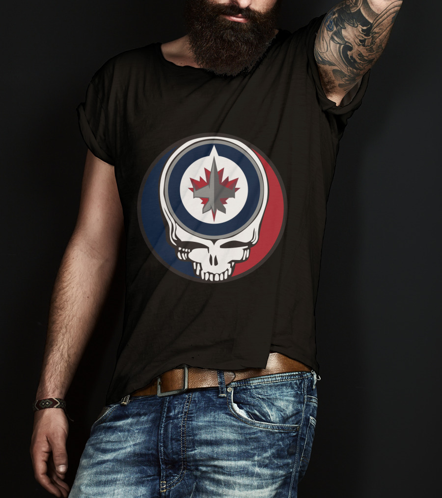 Grateful Dead Skull With Winnipeg Jets Logo For Fans T-Shirt
