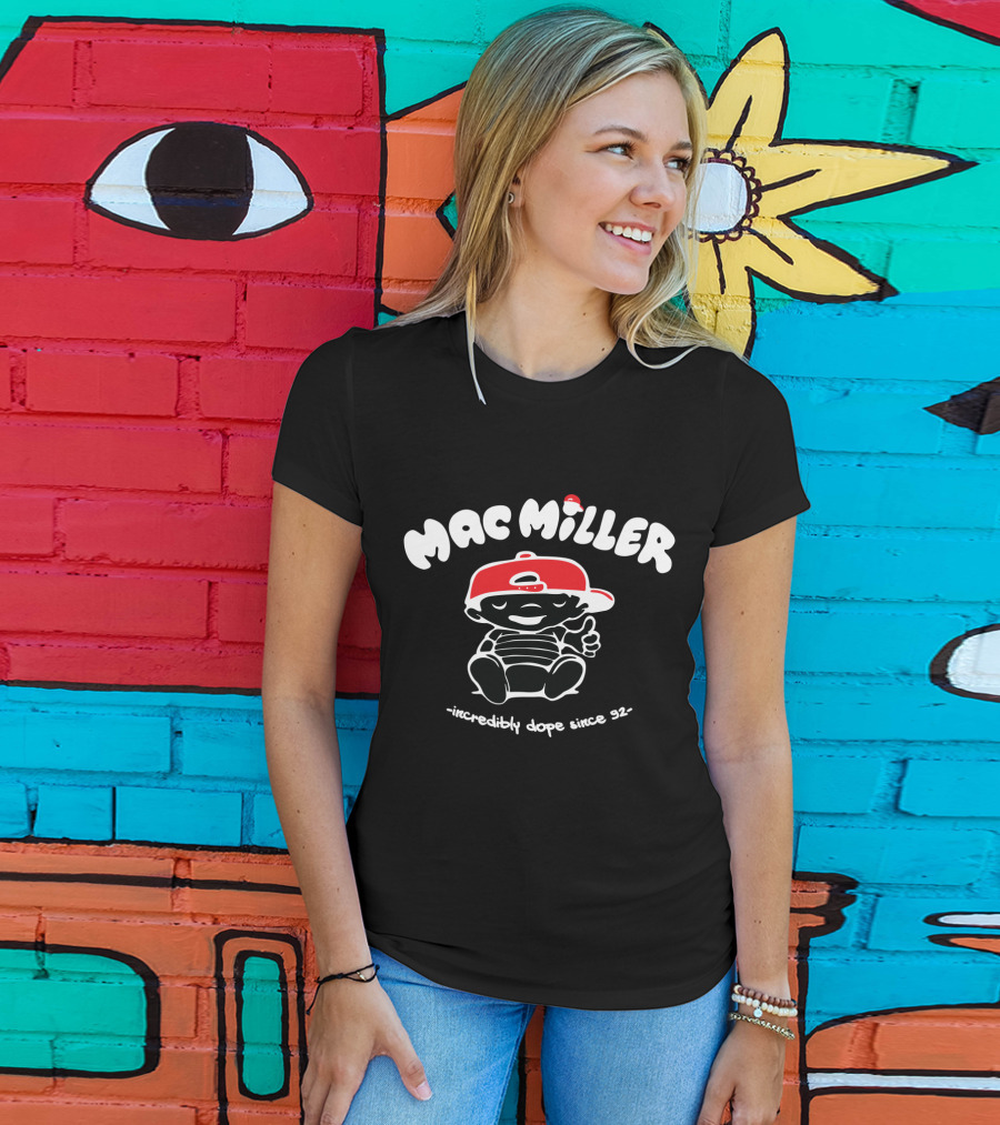 Mac Miller Incredibly Dope Since 92 Red Cap Cartoon Character T-Shirt